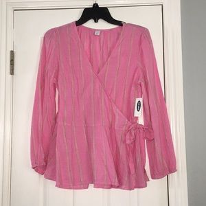 Pink cotton quarter sleeve blouse